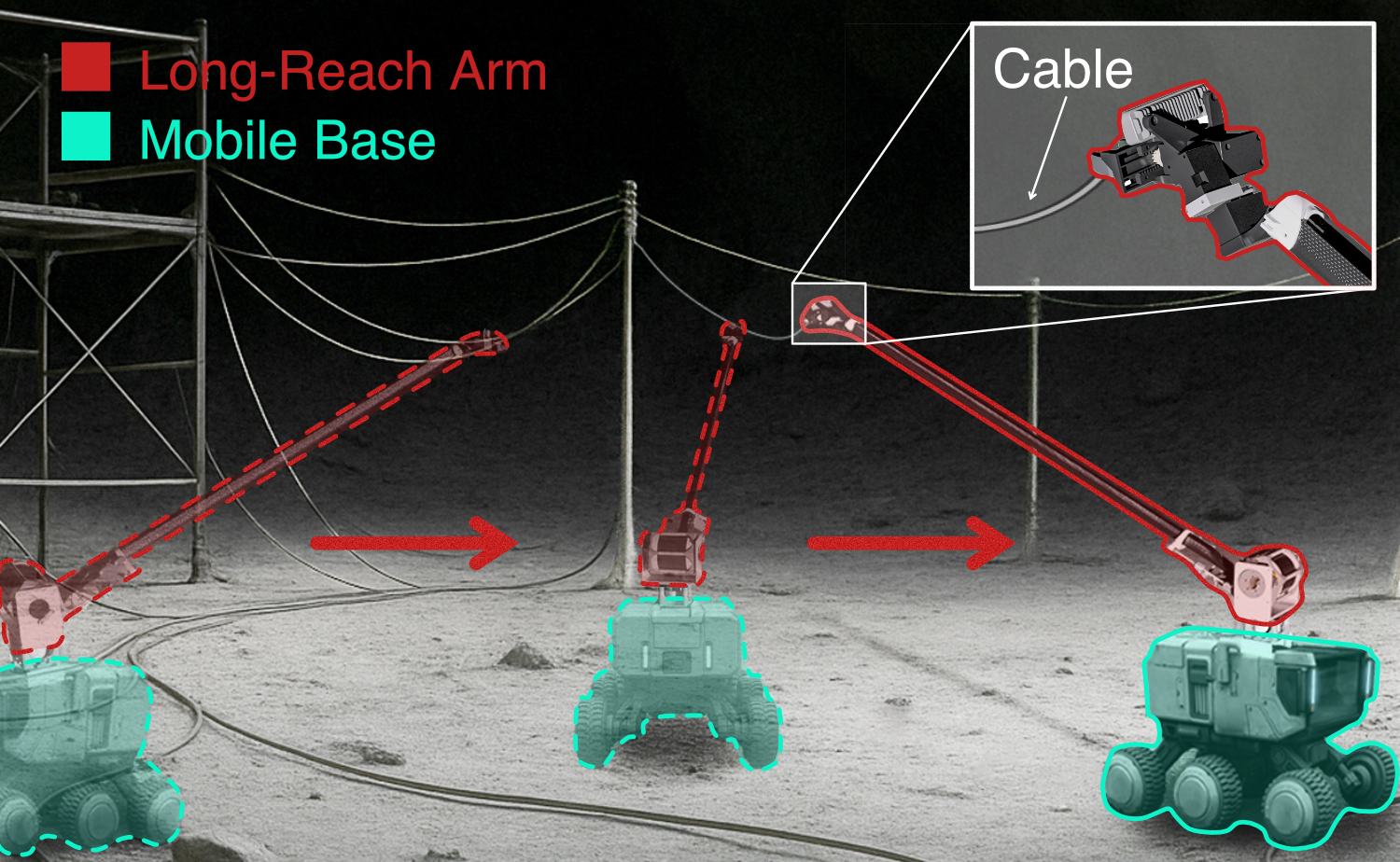 Concept art of long-reach robotic manipulator for lunar structures